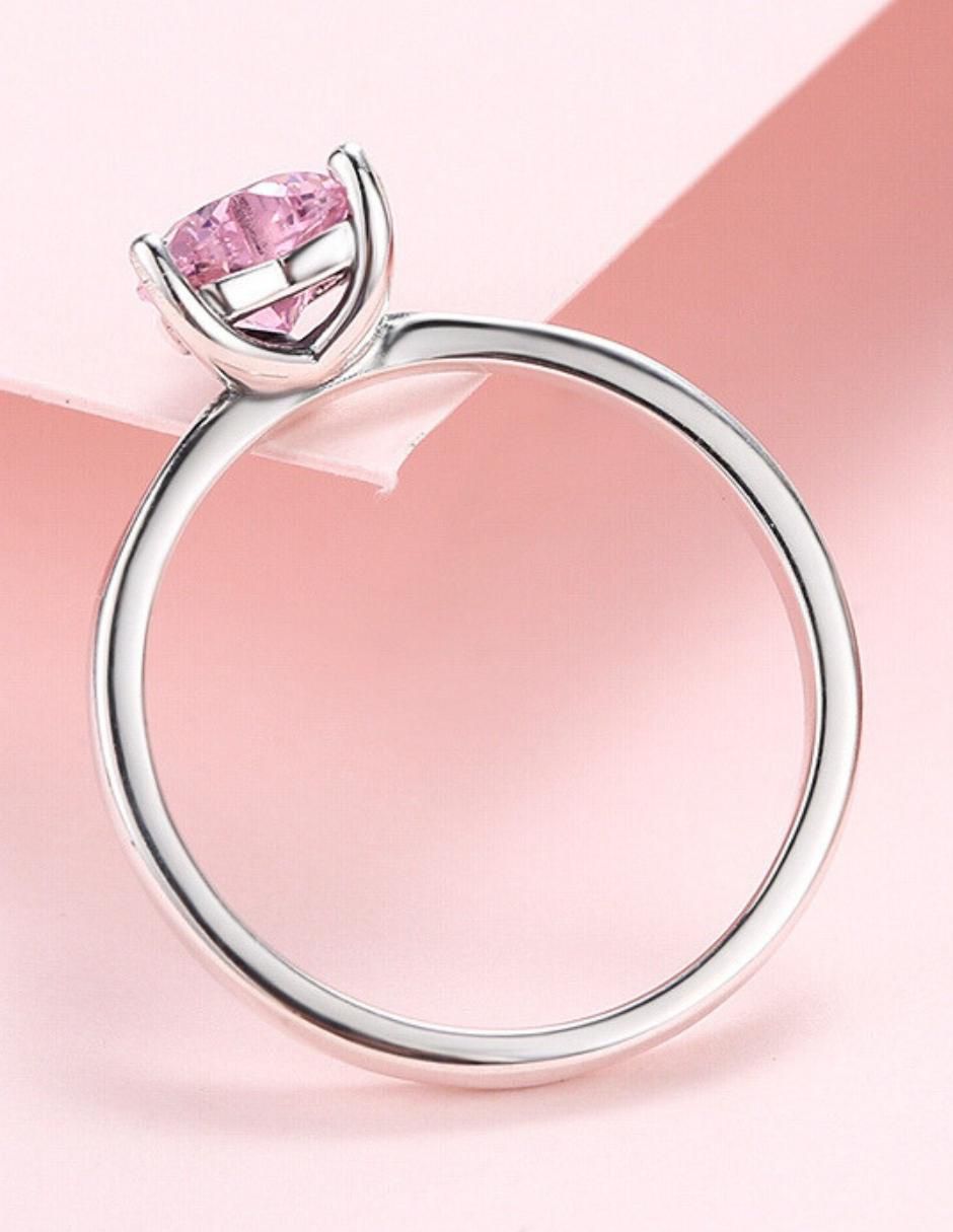 Anillo de corazón P 925 de plata zirconia cúbica brillante