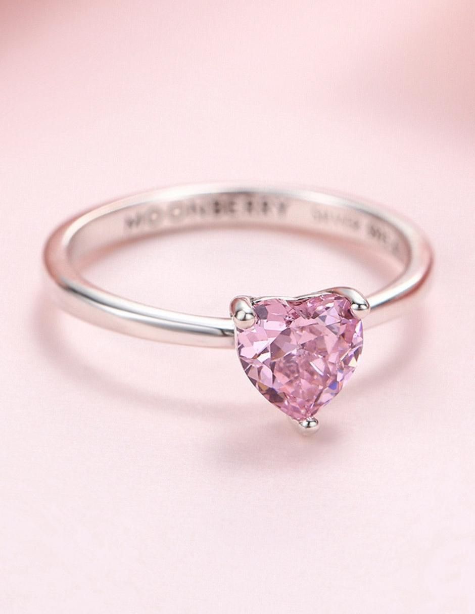 Anillo de corazón P 925 de plata zirconia cúbica brillante 9