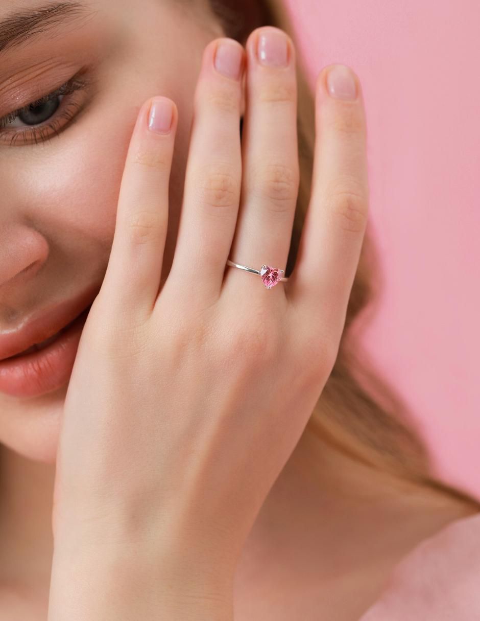 Anillo de corazón P 925 de plata zirconia cúbica brillante 5