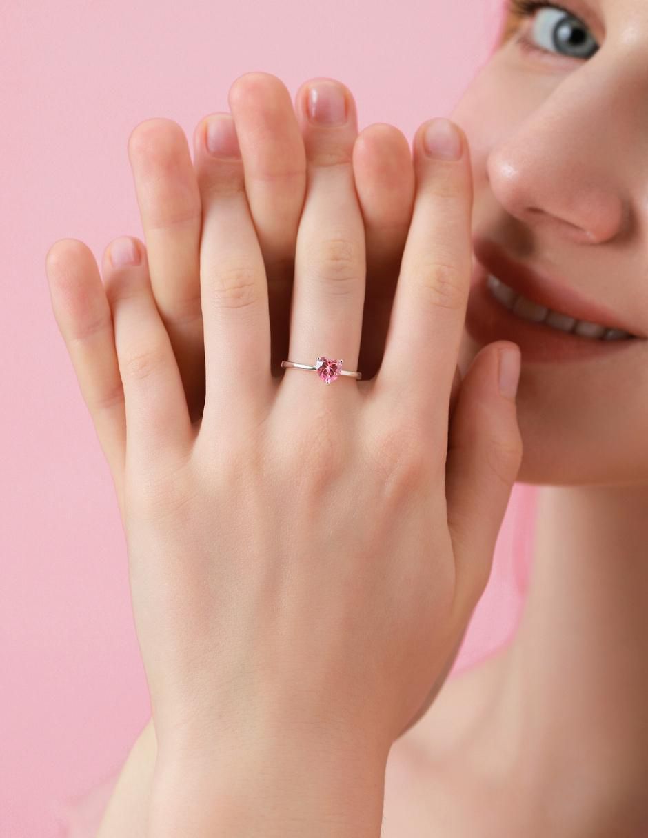 Anillo de corazón P 925 de plata zirconia cúbica brillante 11