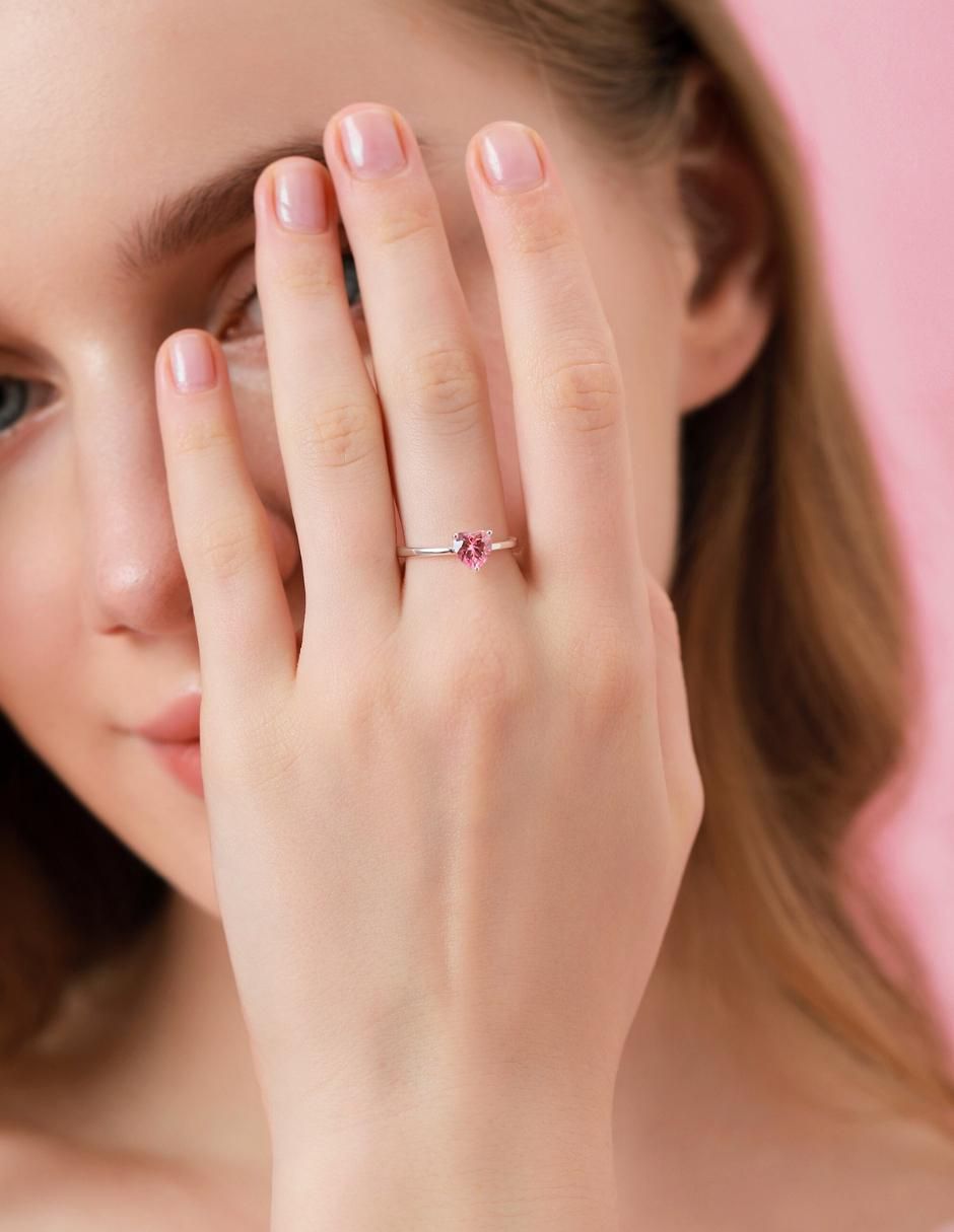 Anillo de corazón P 925 de plata zirconia cúbica brillante 7