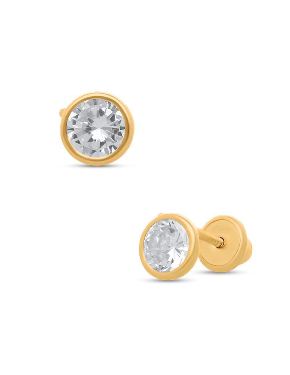 Broqueles circulares de oro amarillo 14 K Broqueles circulares de oro amarillo 14 K