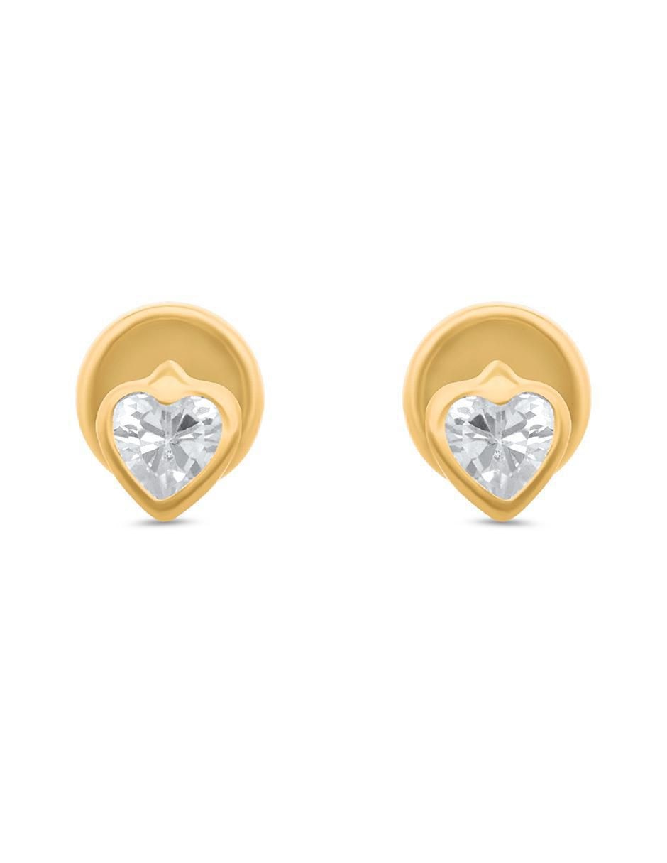 Broqueles de corazón de oro amarillo 14 K Broqueles de corazón de oro amarillo 14 K