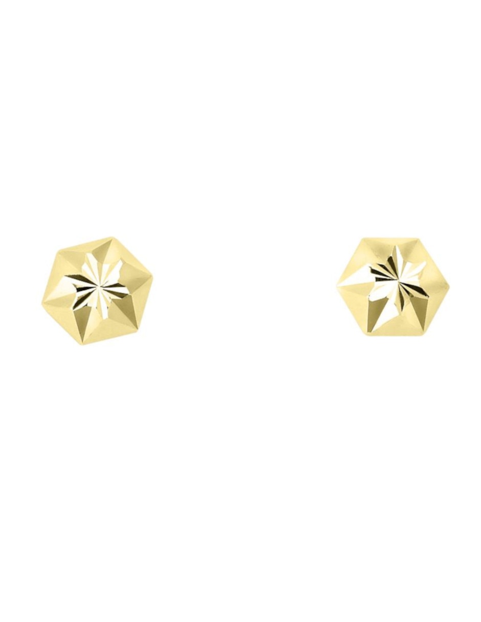 Broqueles de hexagonal de oro 14 K Broqueles de hexagonal de oro 14 K