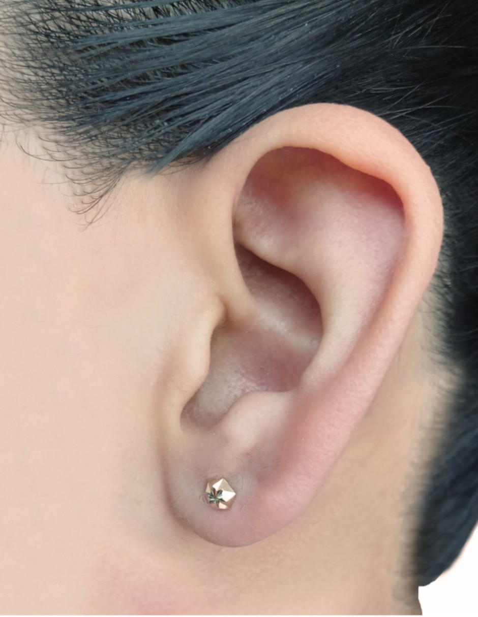 Broqueles de hexagonal de oro 14 K 2