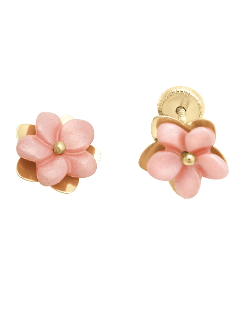 Broqueles de flor de oro 14 K madre perla Broqueles de flor de oro 14 K madre perla