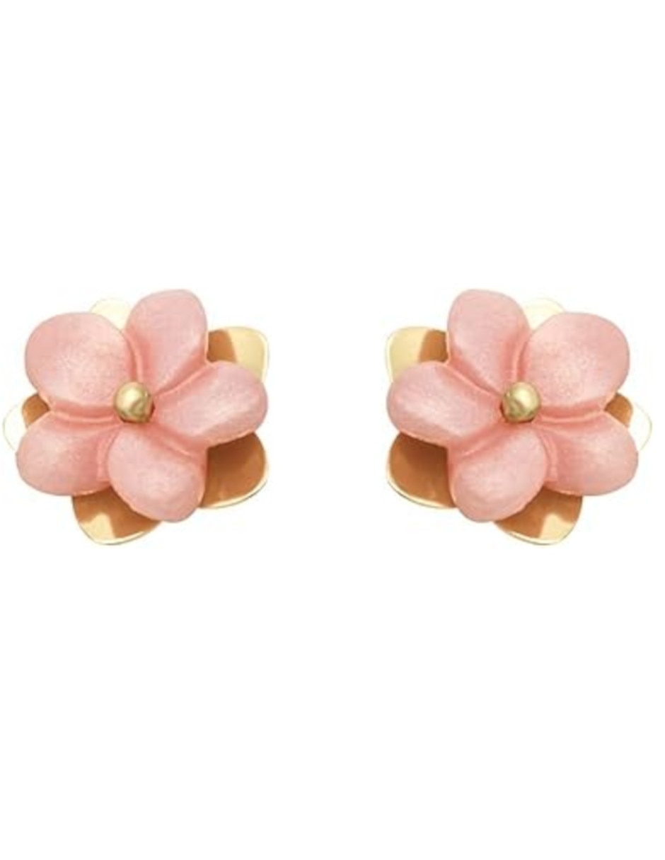 Broqueles de flor de oro 14 K madre perla 3