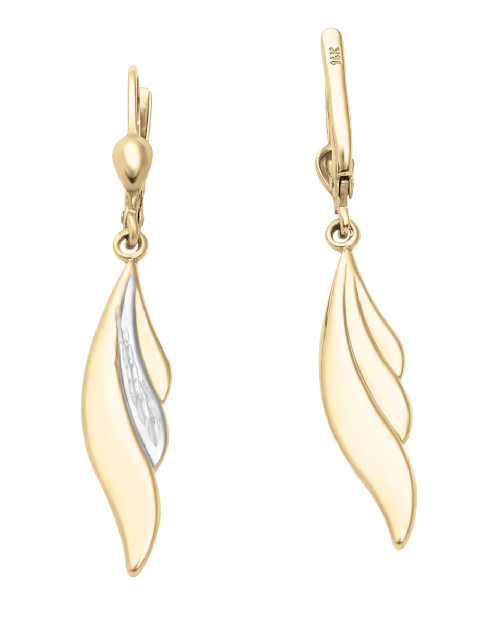 Broqueles de pluma de oro 14 K 1