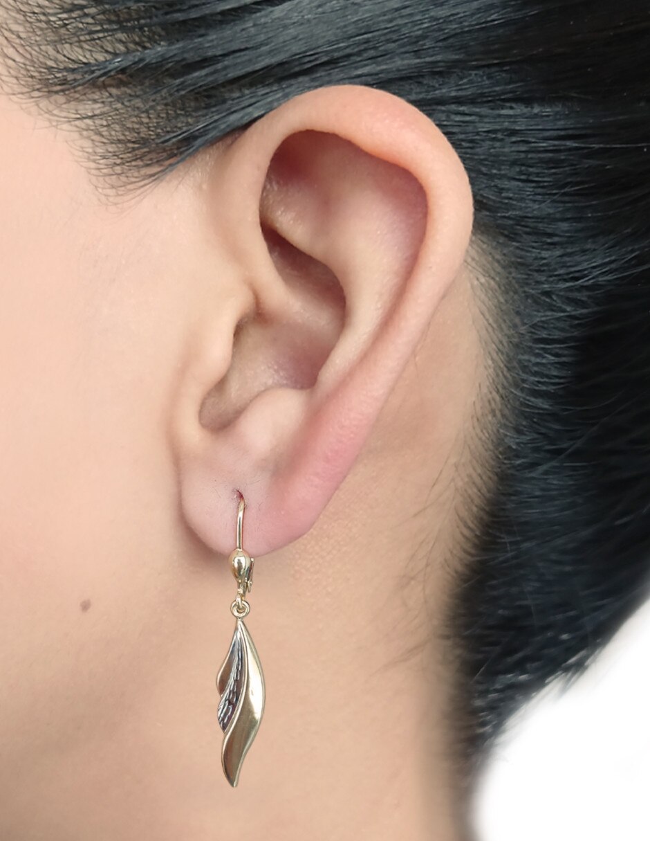 Broqueles de pluma de oro 14 K 2
