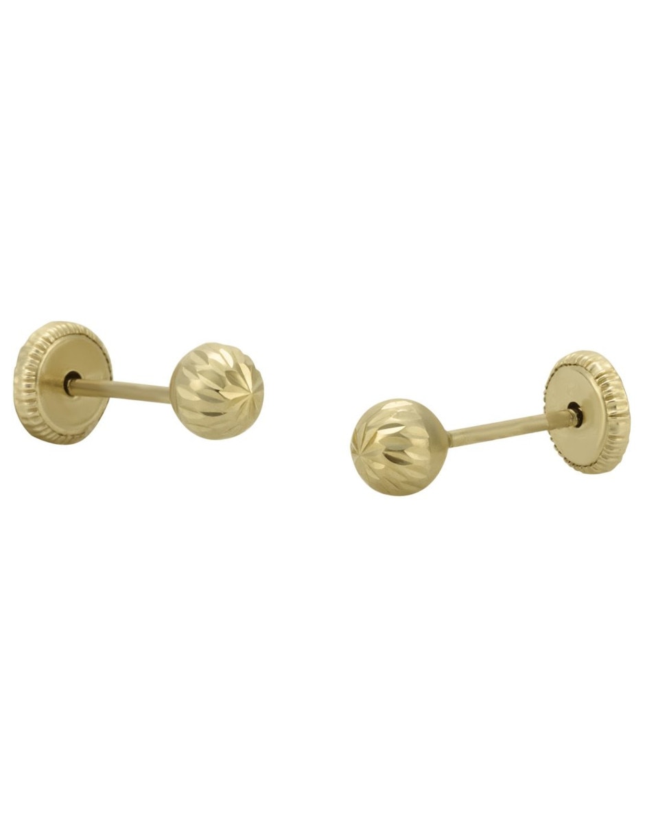 Broqueles de bola de oro 14 K