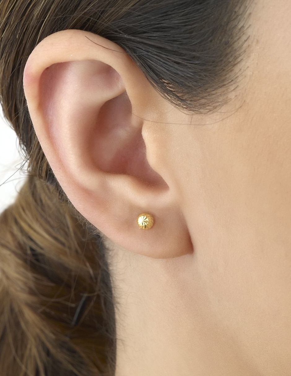 Broqueles de bola de oro 14 K 2
