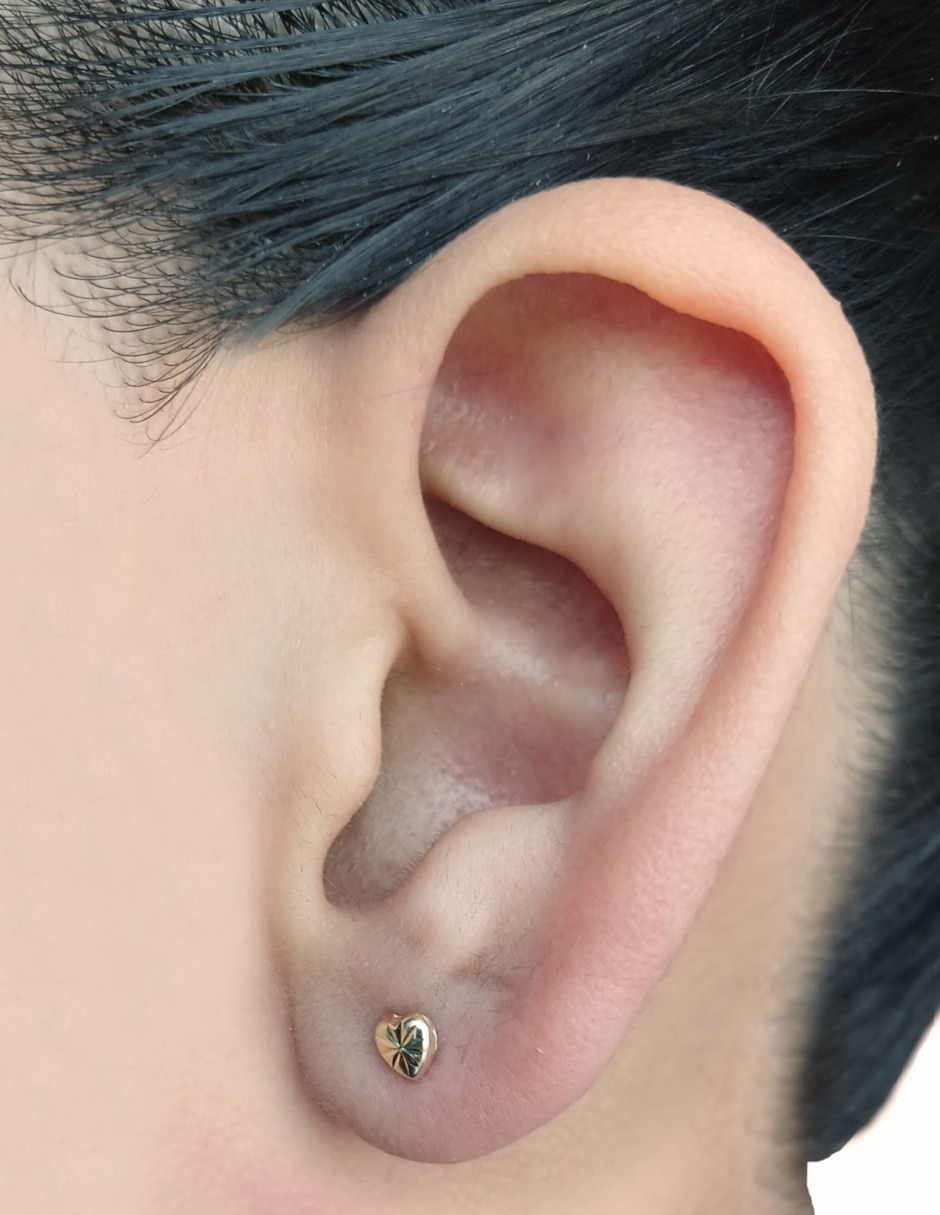 Broqueles de corazón de oro 14 K 2