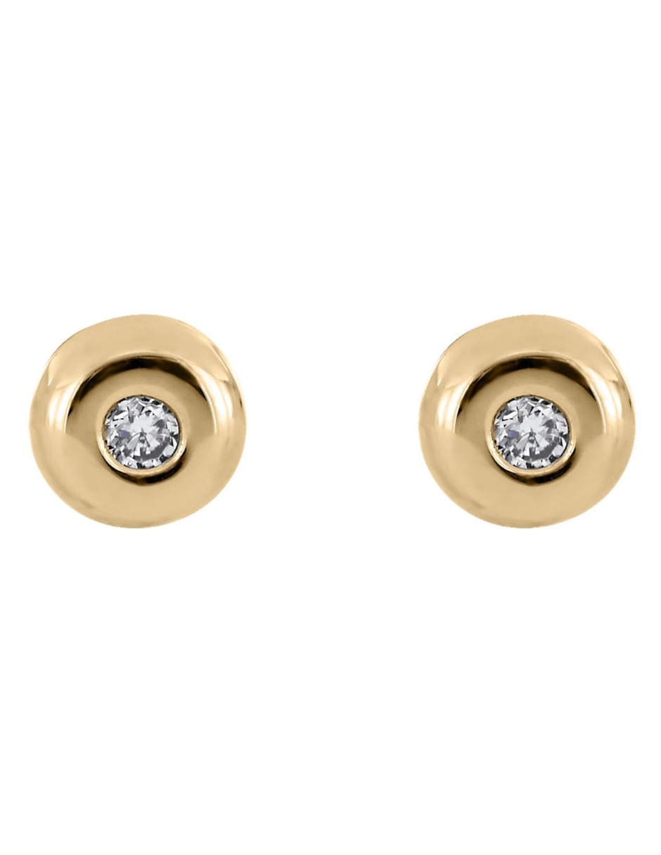 Broqueles redondos de oro 14 K diamante Broqueles redondos de oro 14 K diamante