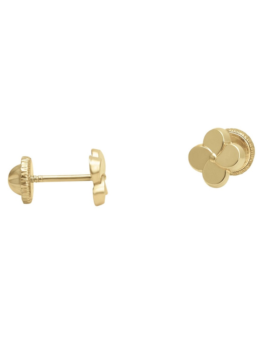 Broqueles de trébol de oro 14 K 2