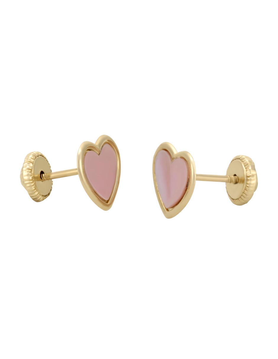 Broqueles de flor de oro florentino 14 K madre perla Broqueles de flor de oro florentino 14 K madre perla