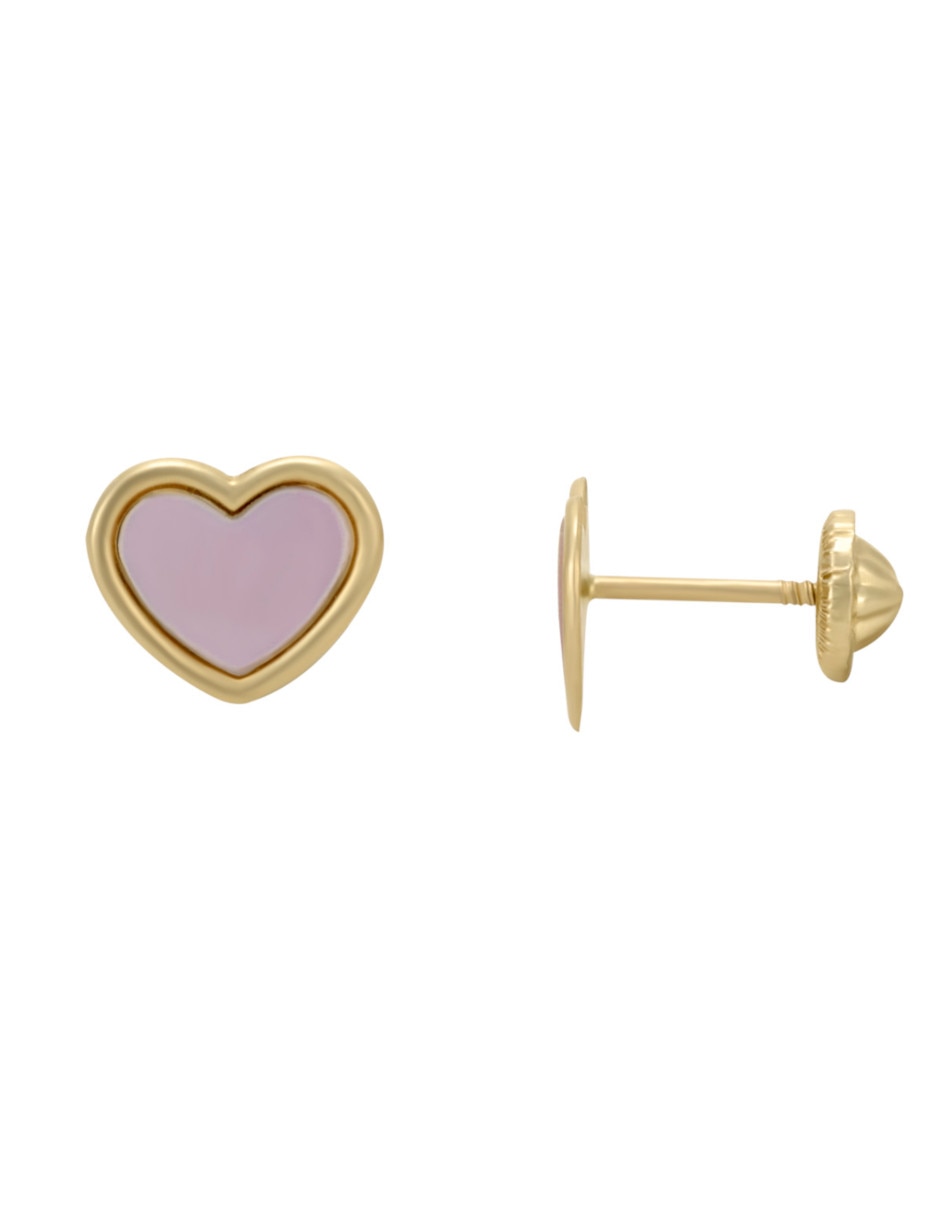 Broqueles de flor de oro florentino 14 K madre perla 3