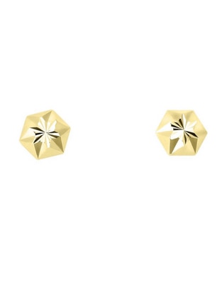 Broqueles de hexagonal de oro 14 K Broqueles de hexagonal de oro 14 K