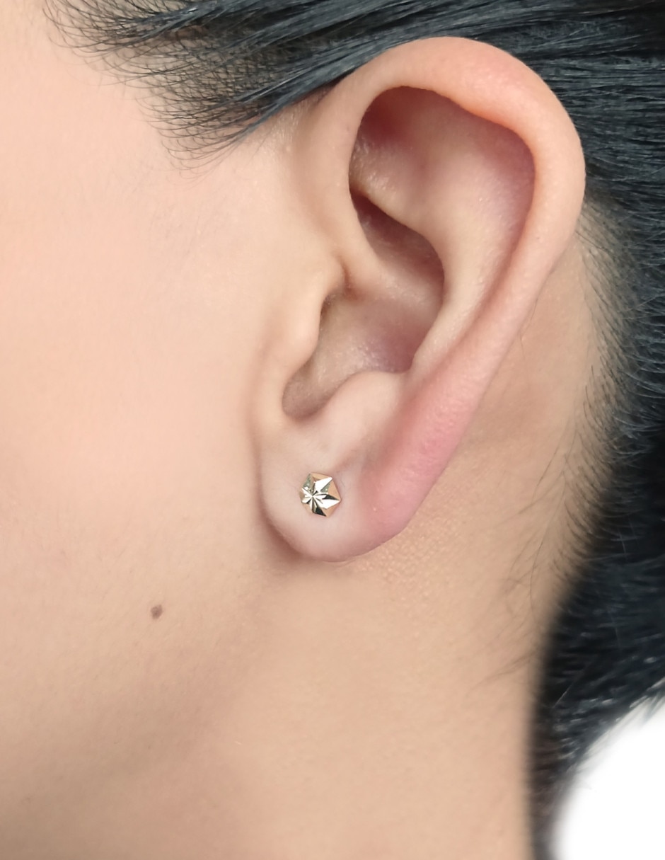 Broqueles de hexagonal de oro 14 K 2