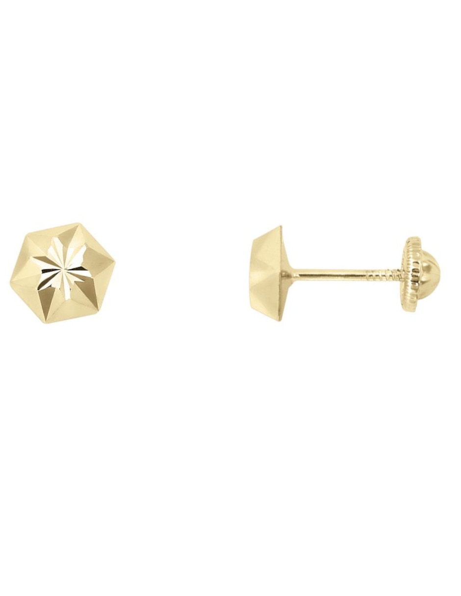 Broqueles de hexagonal de oro 14 K 3