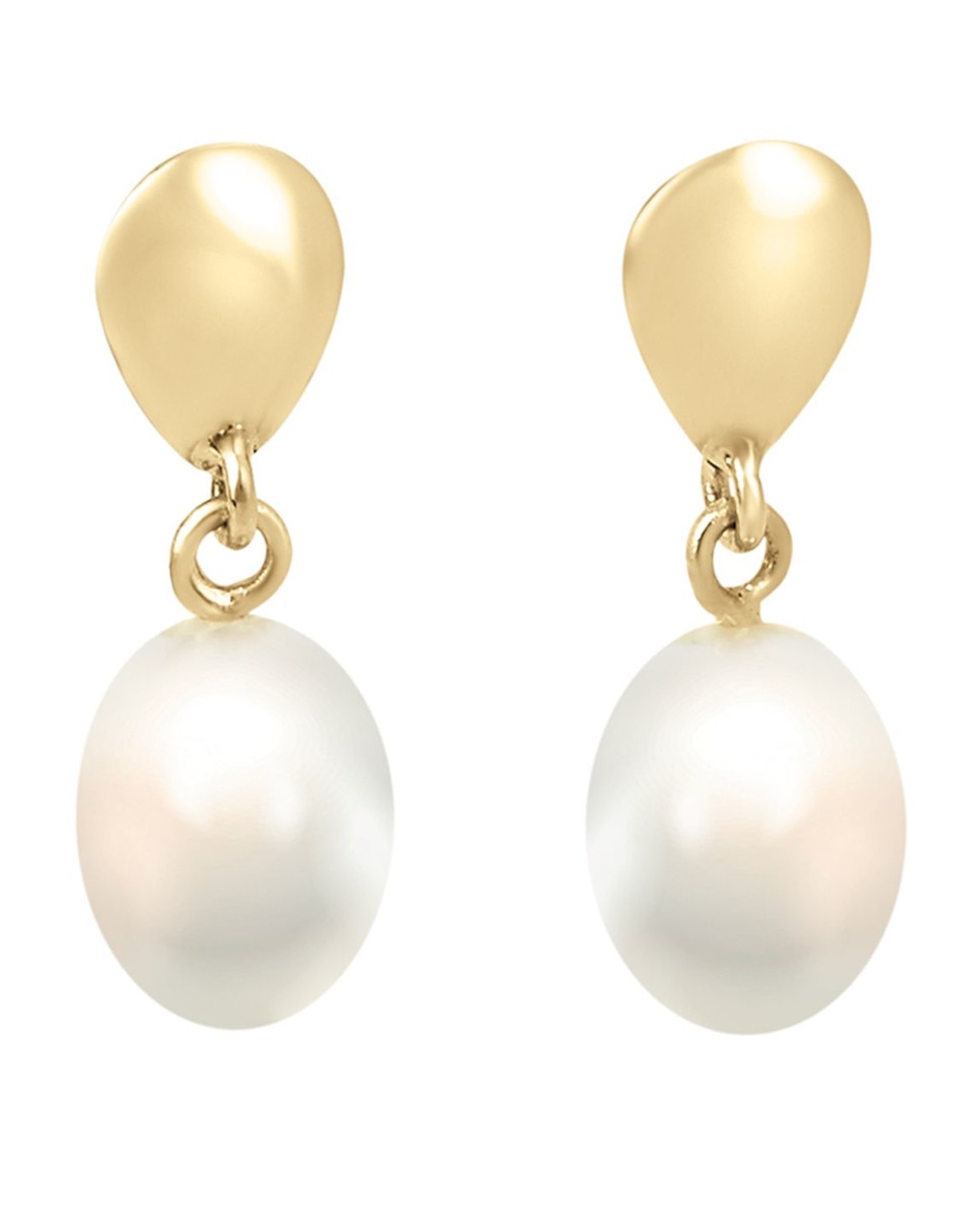 Broqueles de oro 14 K perla 1