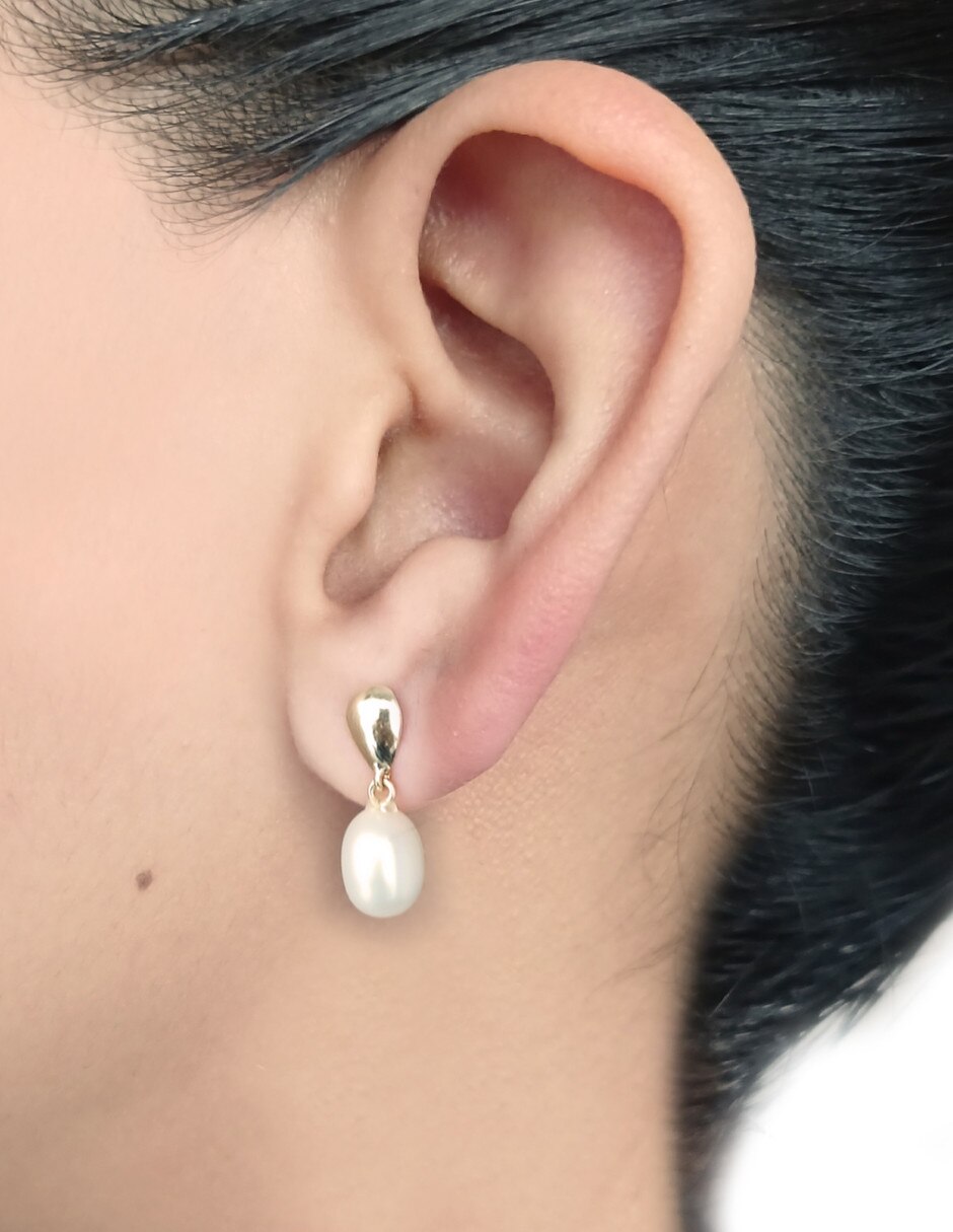 Broqueles de oro 14 K perla 2