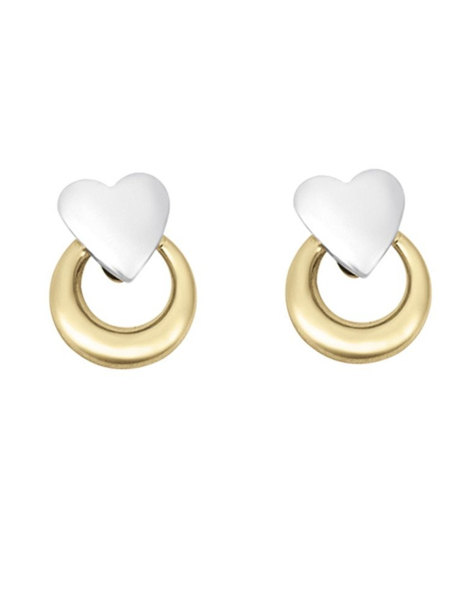 Broqueles de corazón de oro 14 K