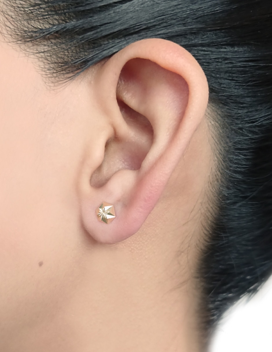 Broqueles de hexagonal de oro 14 K 3
