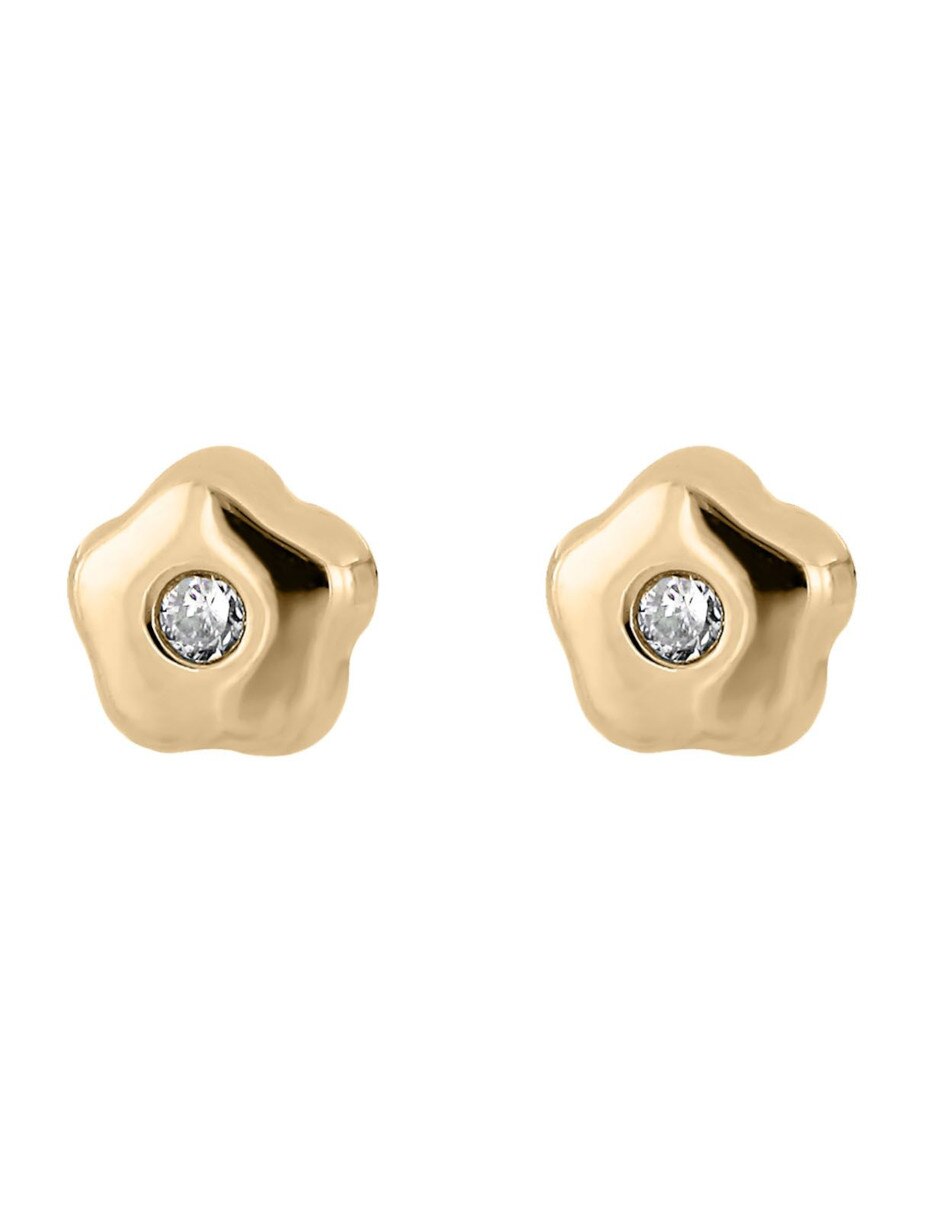 Broqueles redondos de oro 14 K diamante