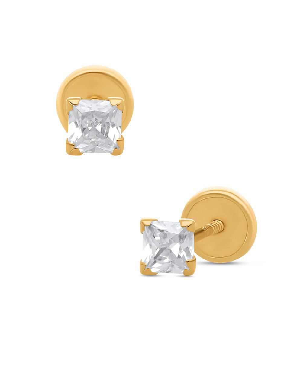 Broqueles cuadrados de oro amarillo 14 K 2