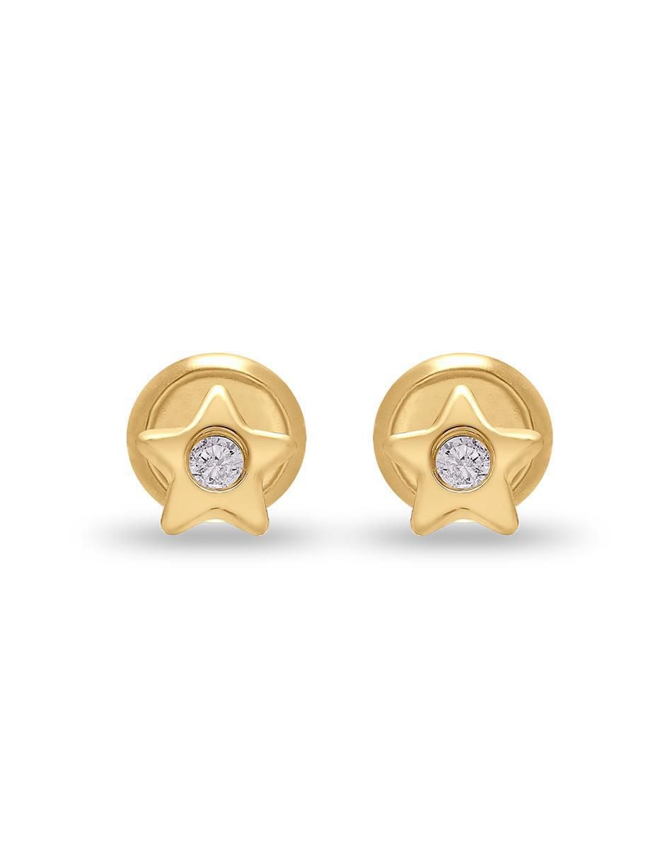 Broqueles de estrella de oro 14 K diamante Broqueles de estrella de oro 14 K diamante
