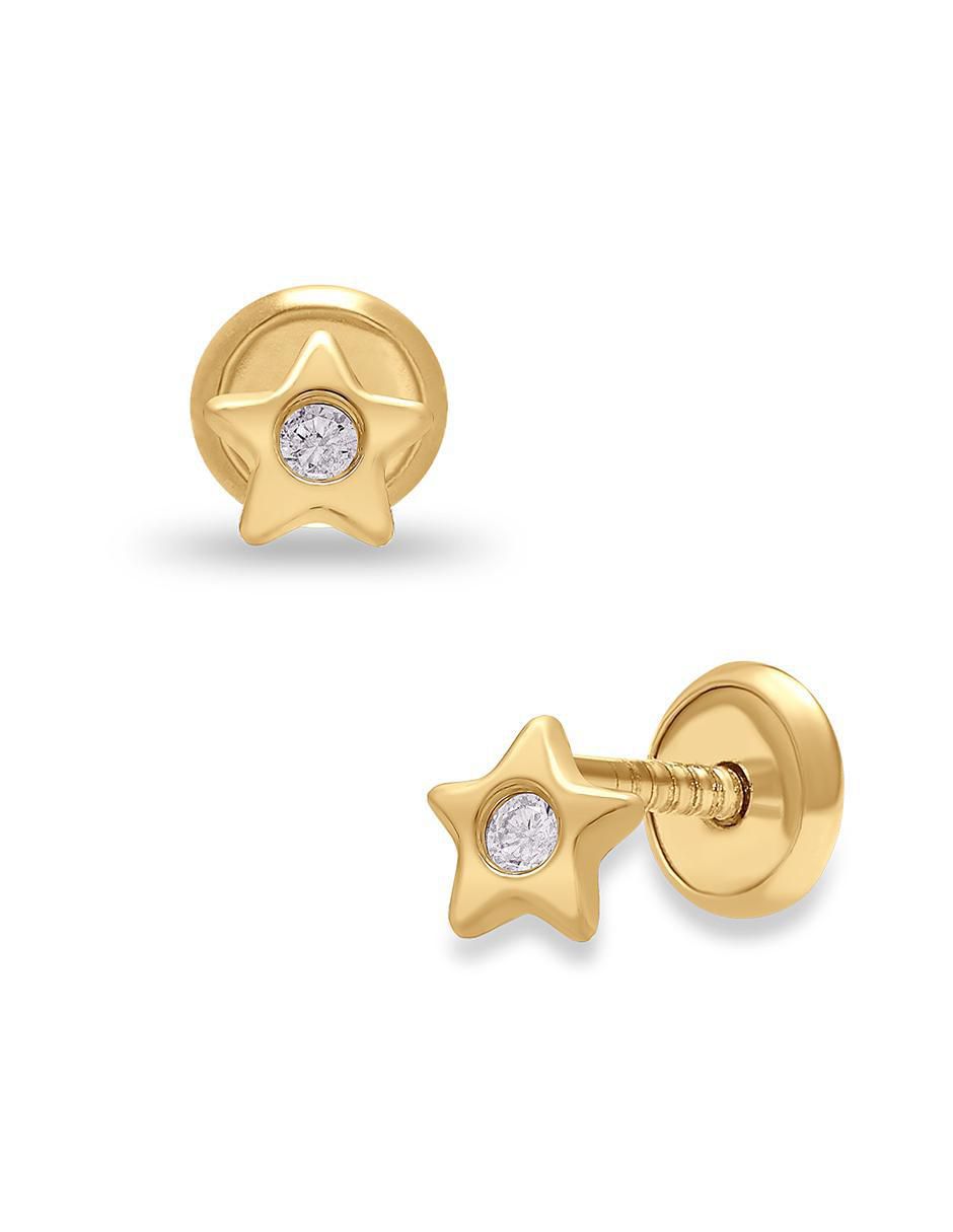 Broqueles de estrella de oro 14 K diamante 2