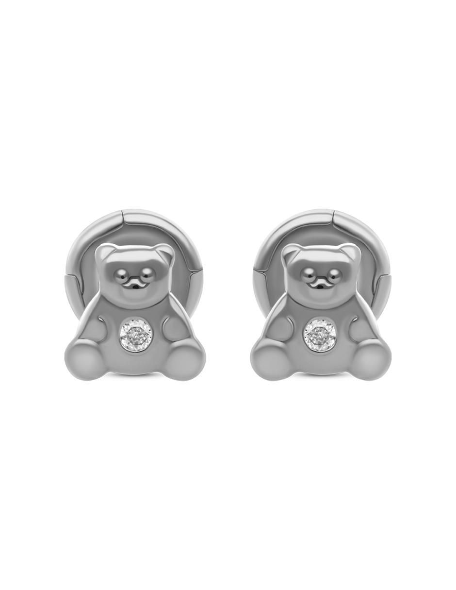 Broqueles de oso de oro blanco 14 K diamante Broqueles de oso de oro blanco 14 K diamante