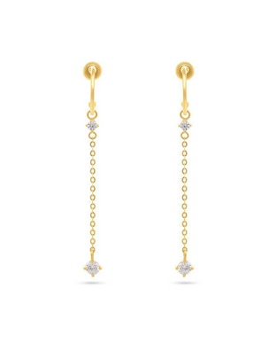 Aretes de aro de oro 14 K con acabado pavé