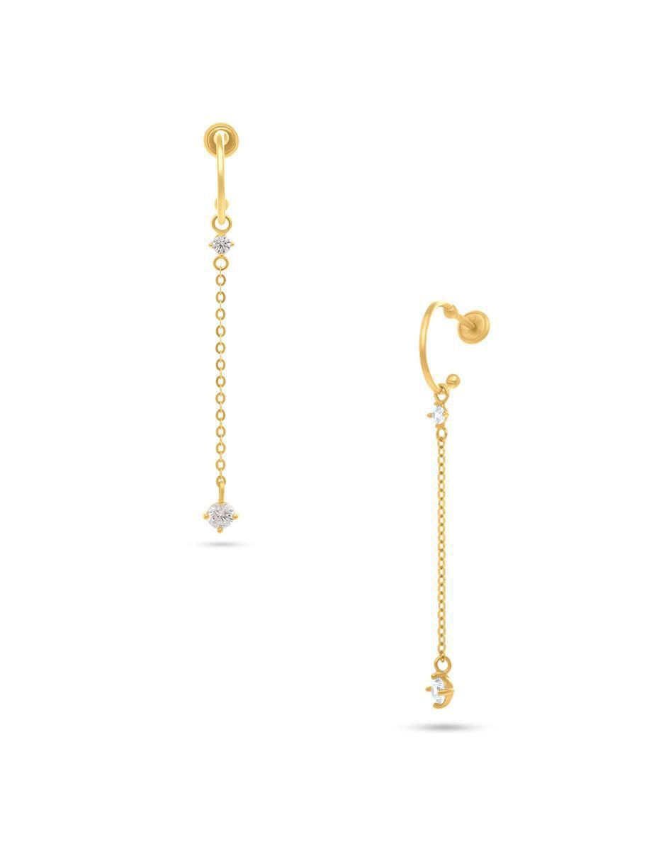 Aretes de aro de oro 14 K con acabado pavé 2