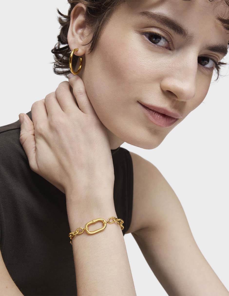 Pulsera Tous de plata P 925 Hold Oval con acabado brillante