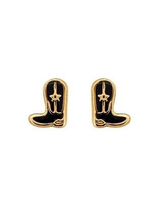 Broqueles de bota de oro amarillo 10 K con acabado esmaltado Broqueles de bota de oro amarillo 10 K con acabado esmaltado