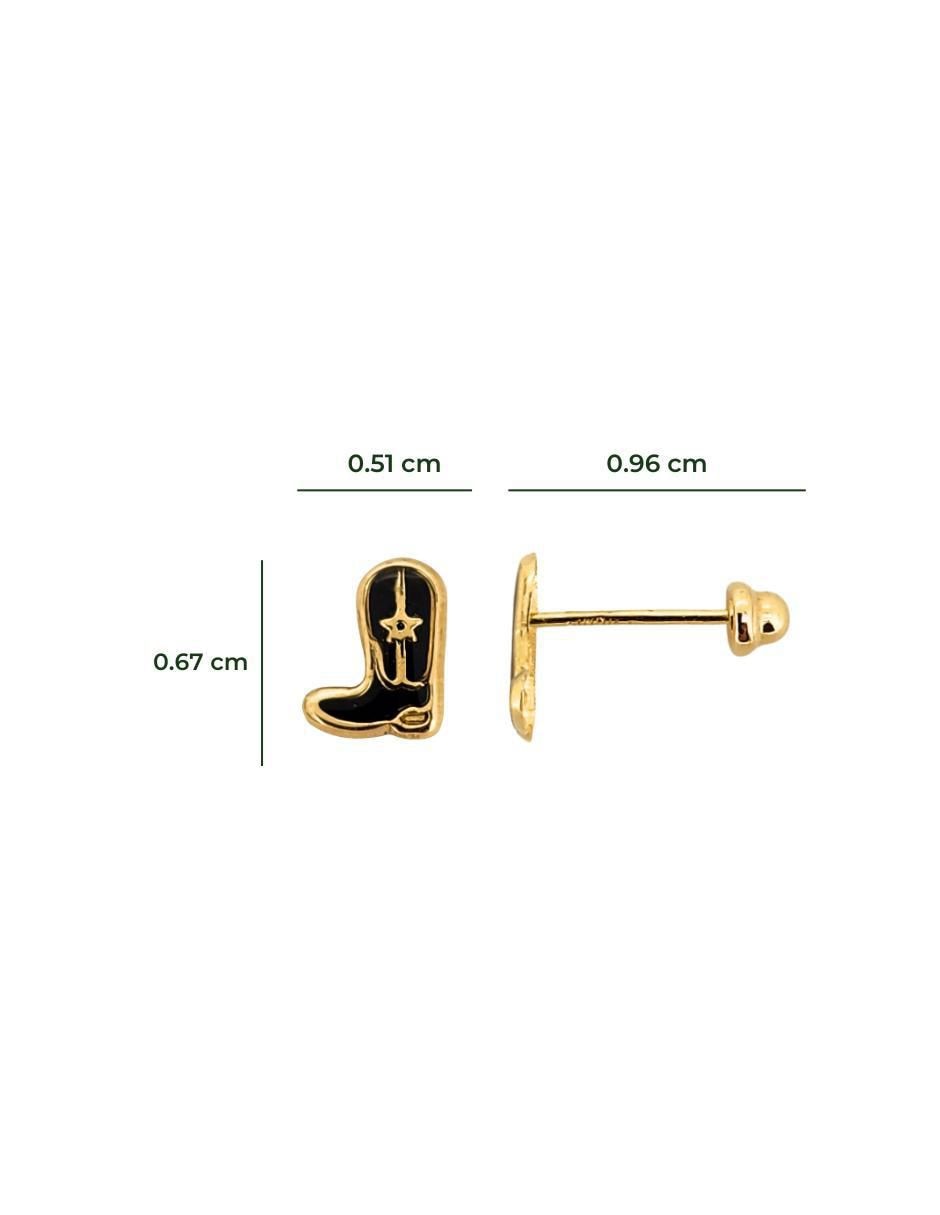 Broqueles de bota de oro amarillo 10 K con acabado esmaltado 5