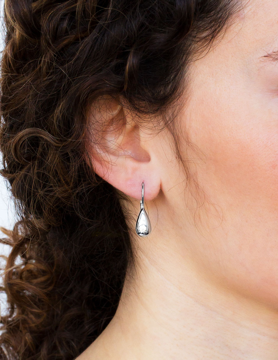 Aretes de gota Silvex Spa de plata P 925 con acabado brillante