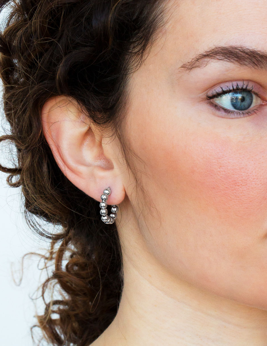Aretes de aro ciruculares Silvex Spa de plata P 925 con acabado brillante
