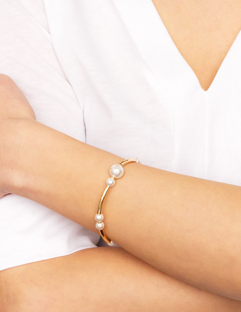 Pulsera de plata con perla p 925 con acabado brillante