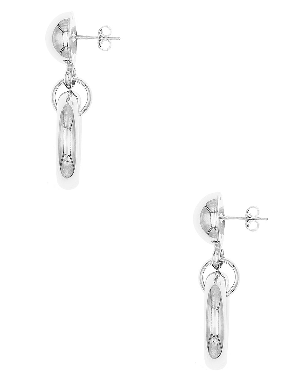 Aretes redondos de plata P 925 con acabado liso 2