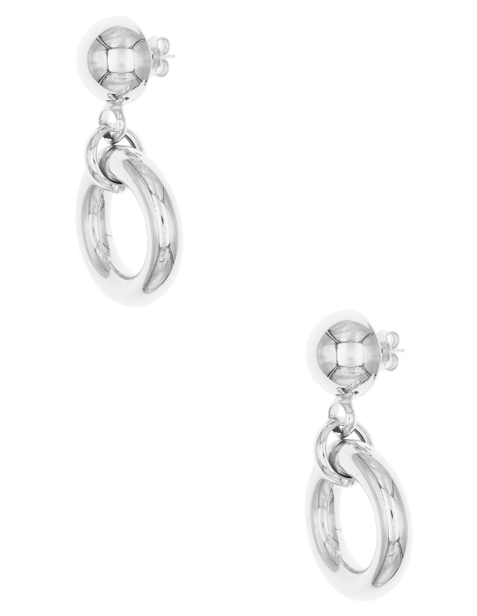 Aretes redondos de plata P 925 con acabado liso 3