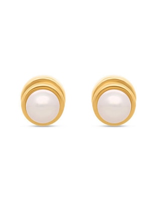 Broqueles circulares de oro 14 K con acabado liso perla Broqueles circulares de oro 14 K con acabado liso perla