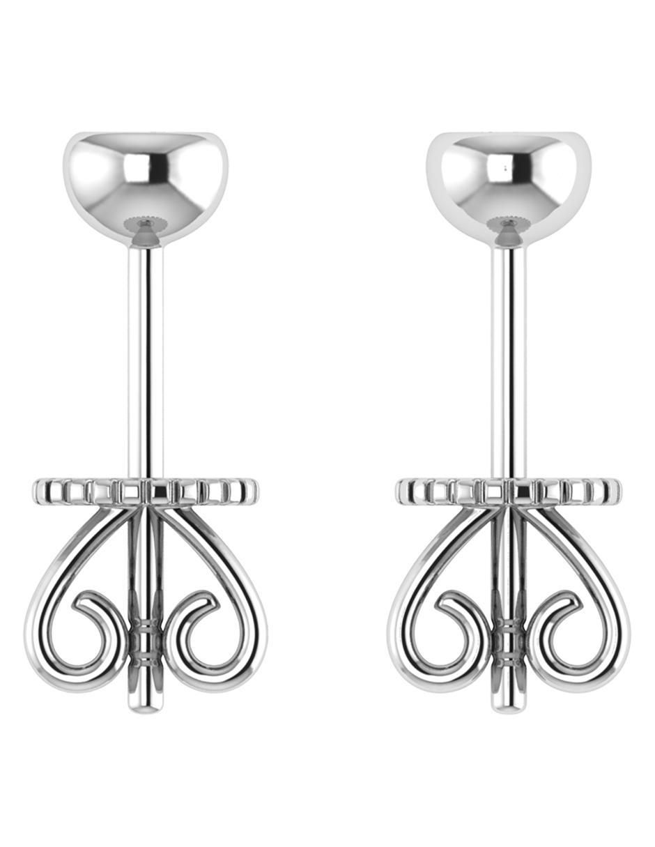 Broqueles circulares de oro blanco 14 K con acabado liso diamante 2