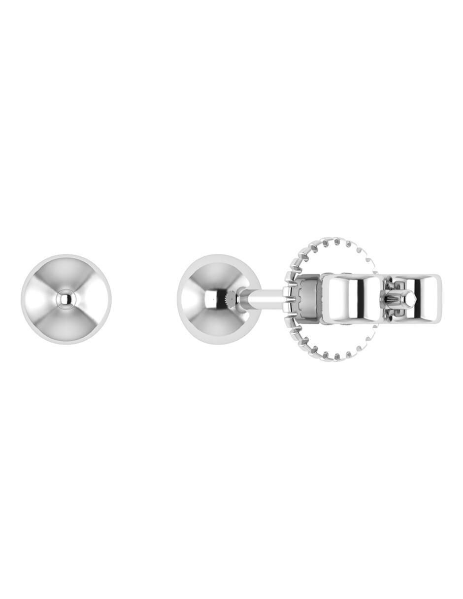 Broqueles circulares de oro blanco 14 K con acabado liso diamante 3