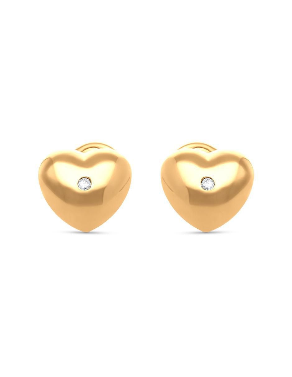 Broqueles de corazón de oro 14 K diamante Broqueles de corazón de oro 14 K diamante