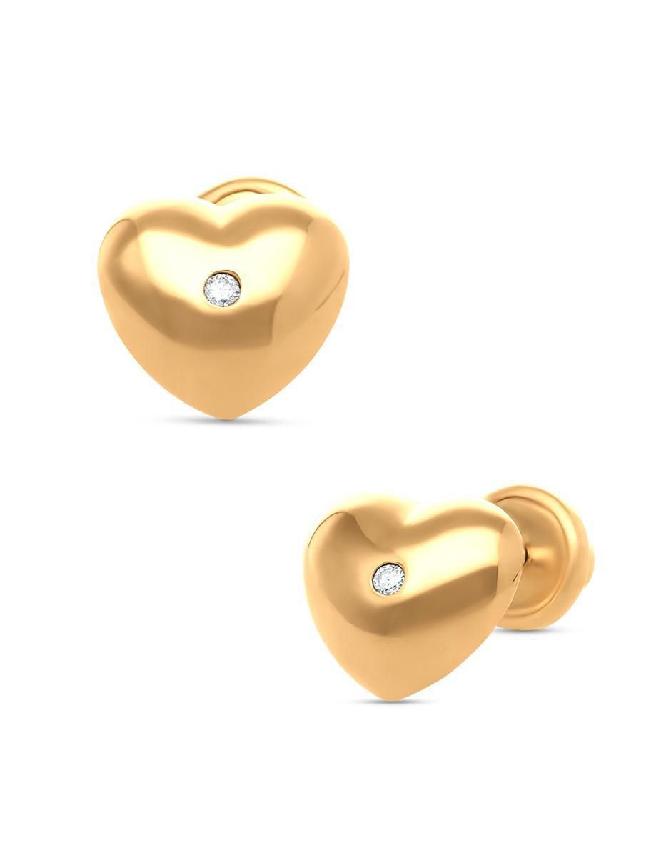 Broqueles de corazón de oro 14 K diamante 2