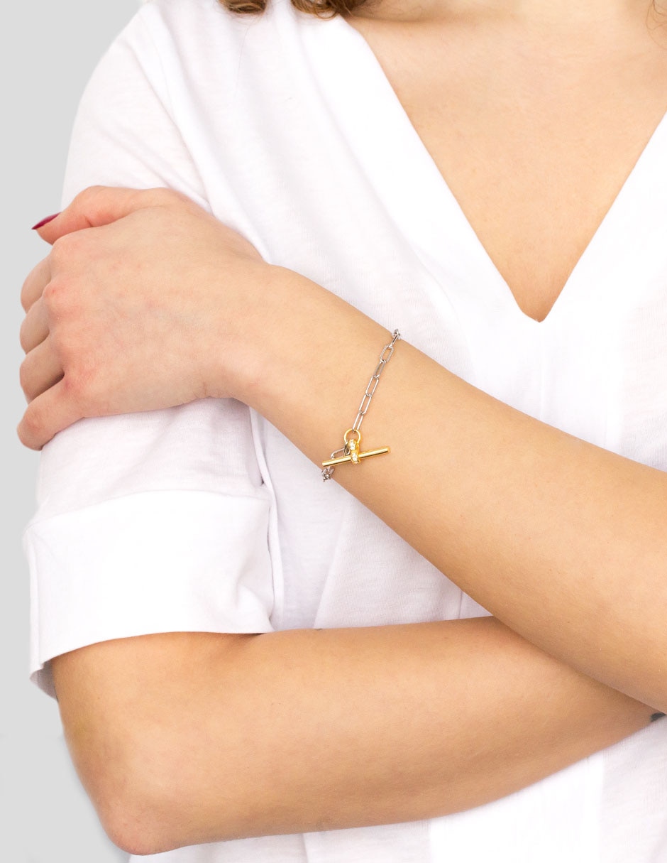 Pulsera de plata con circonita p 925 con acabado brillante