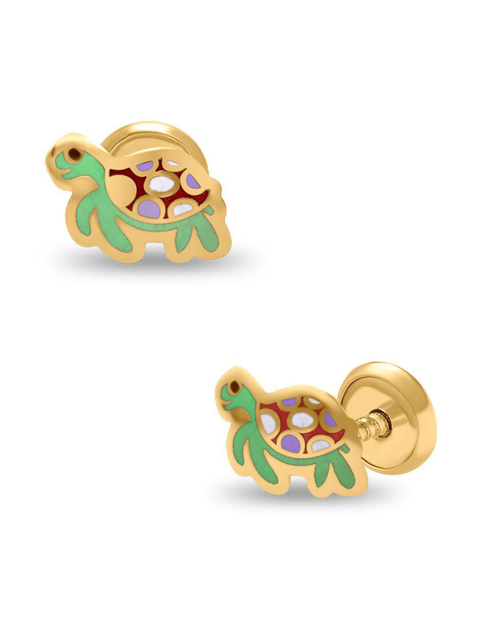 Broqueles de tortuga de oro 14 K con acabado esmaltado 2