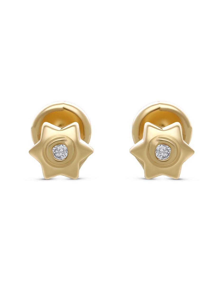 Broqueles de estrella de oro 14 K con acabado pavé diamante Broqueles de estrella de oro 14 K con acabado pavé diamante